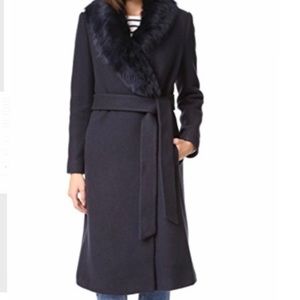 Club Monaco Lenoria Shearling Collar Navy Coat